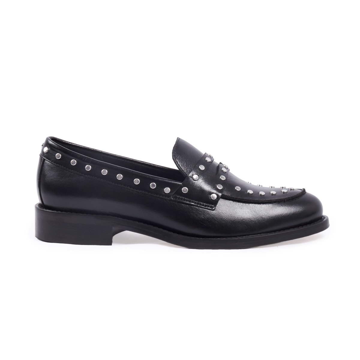 Mocassins cuir clouté noir, JULES & JENN