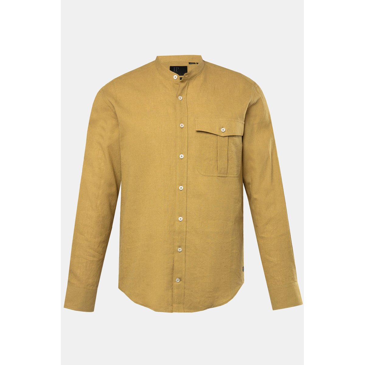 Chemise en lin mélangé à manches longues mousse, JP1880