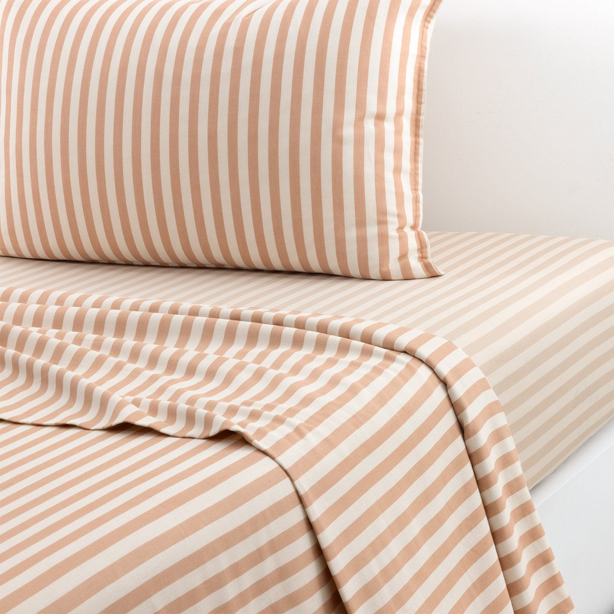 Drap plat en satin de coton orange, FIFTY-FIFTY nougat, DESFORGES