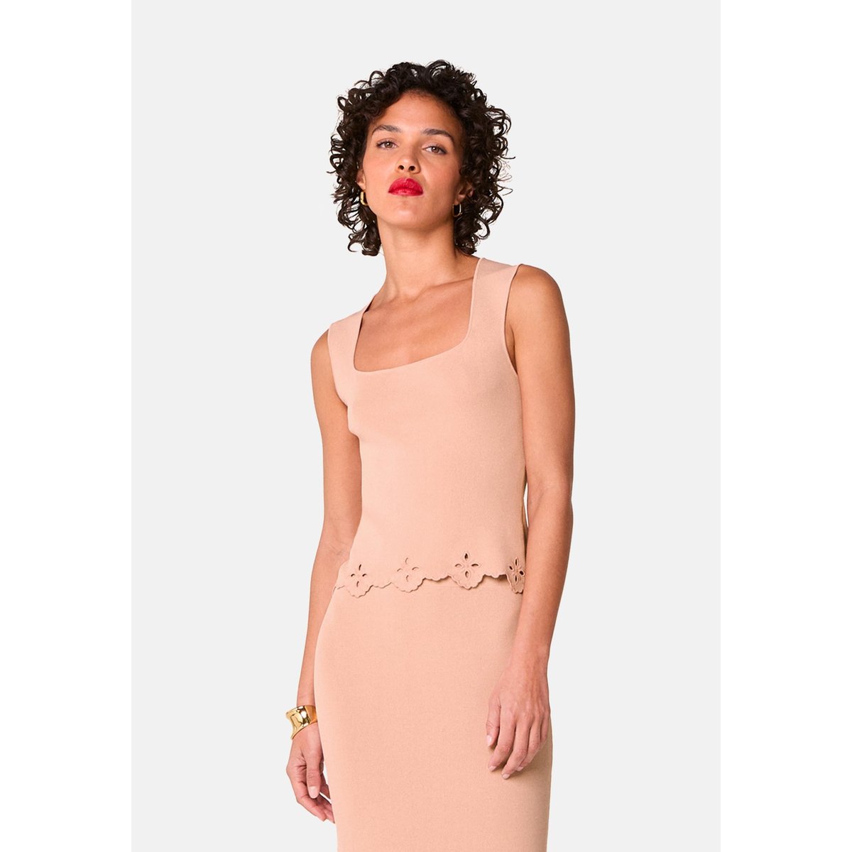 Débardeur brodé rose poudré, RODIER