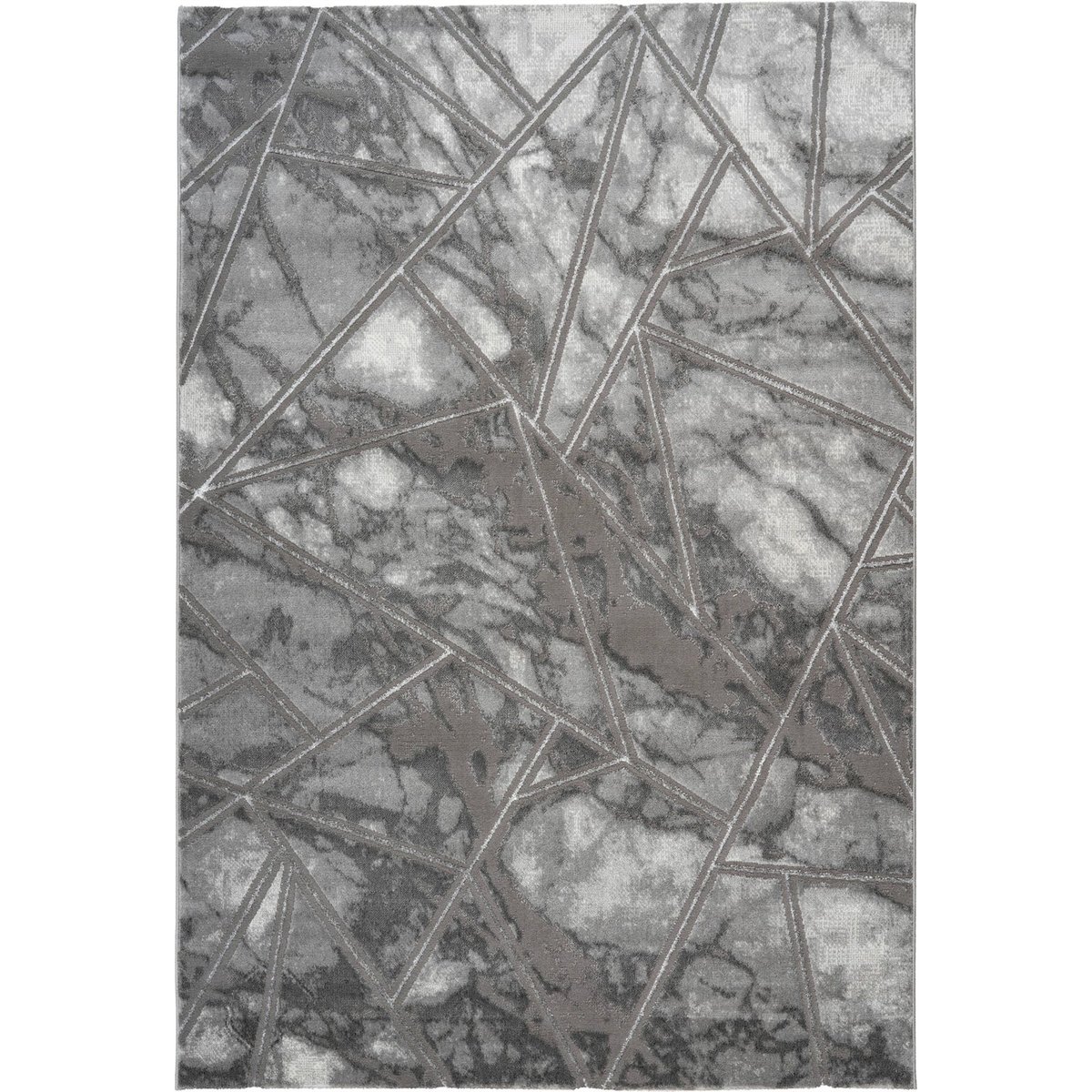 Tapis rectangulaire, Mineral argent gris clair marbré géométrique, ARTE ESPINA