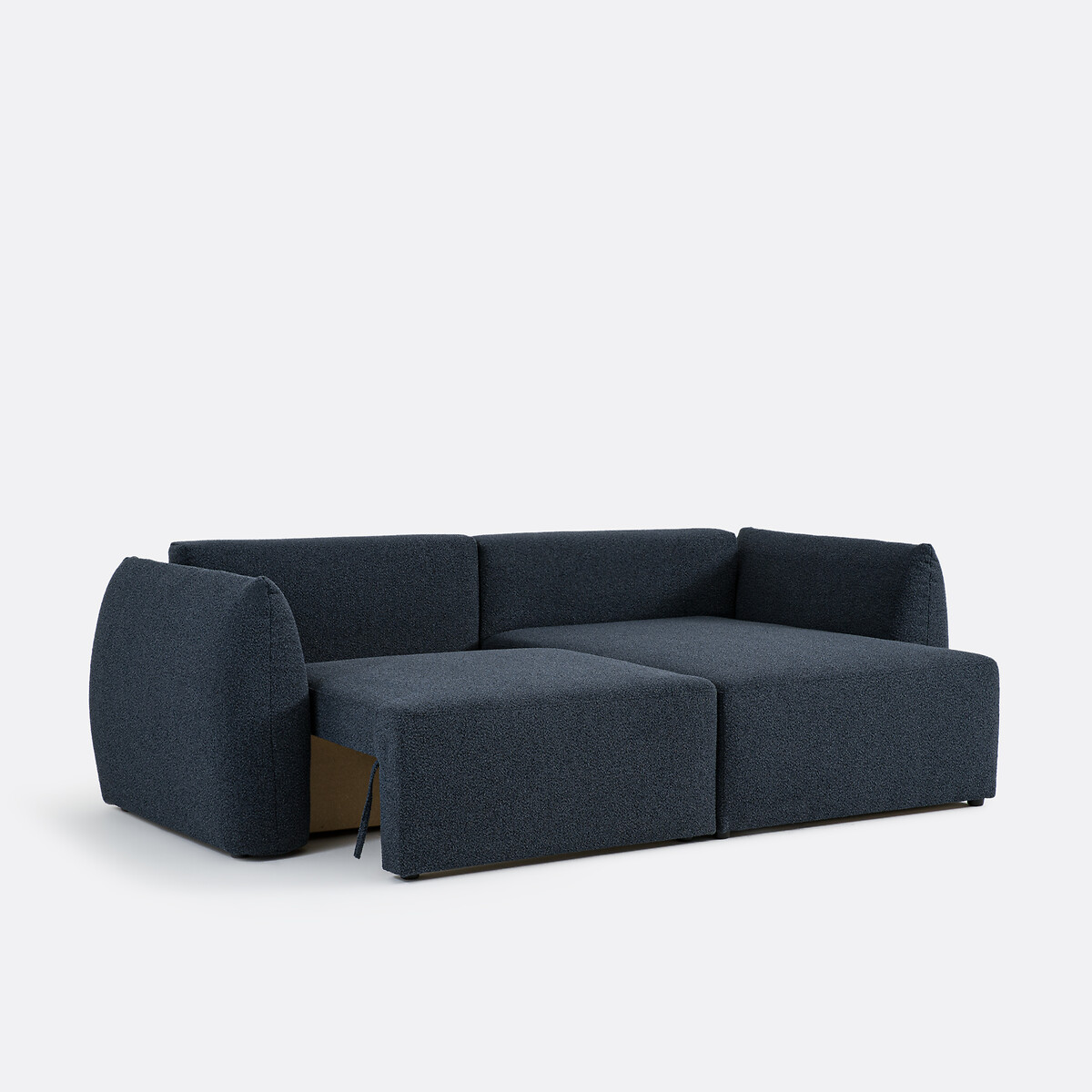 Canapé d'angle convertible avec coffre, 3 places, en bouclette fine, EDITH bleu, LA REDOUTE INTERIEURS