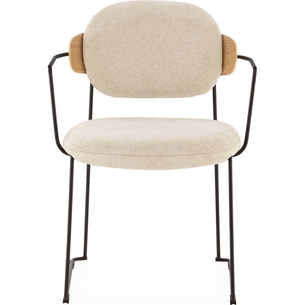 Chaise contemporaine en tissu et métal noir, naturel et blanc, RECOLLECTION