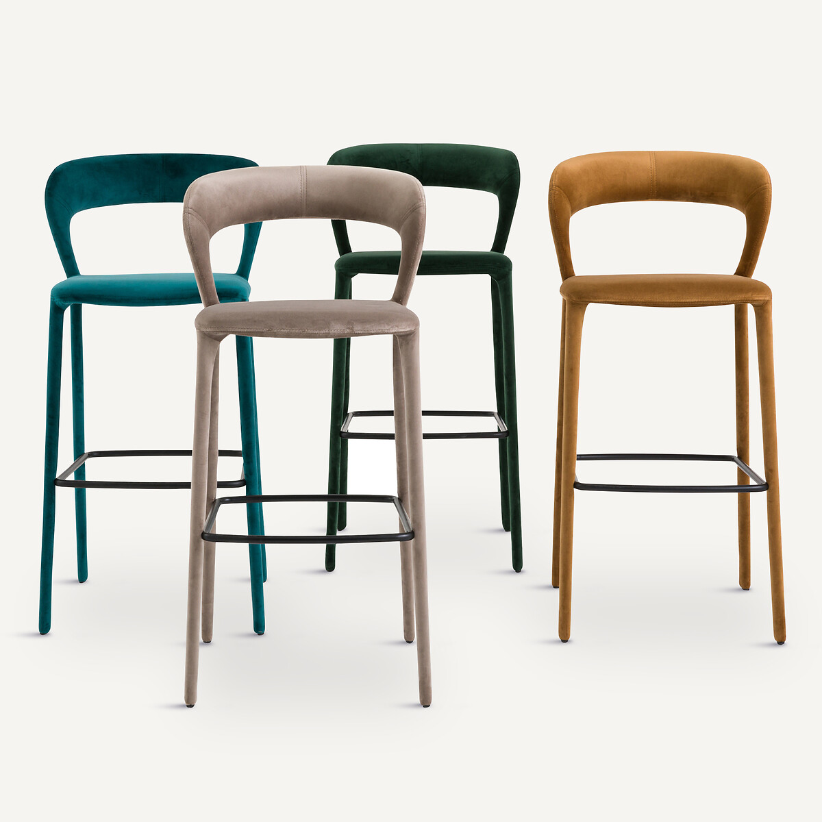 Chaise de bar en velours, Sama camel, AM.PM