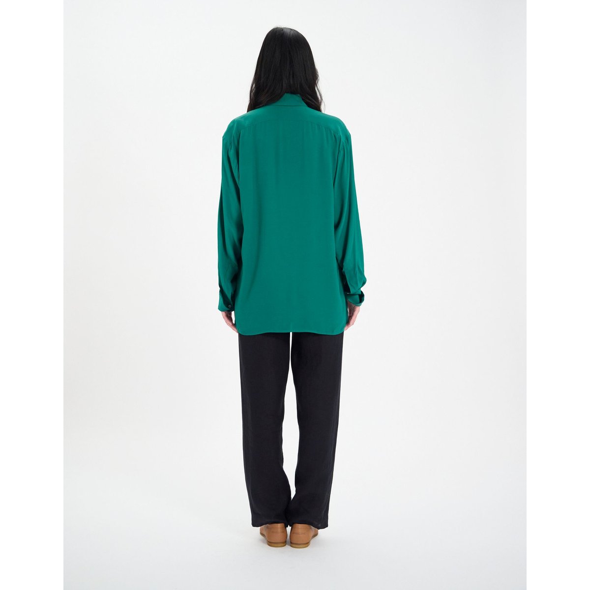 Chemise Ortiz en viscose mélangée verte green, INES DE LA FRESSANGE PARIS