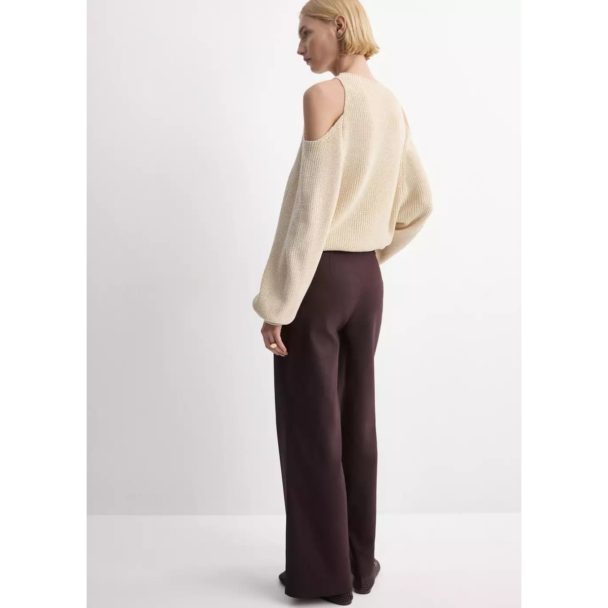 Pantalon droit boutons bijou lie de vin, MANGO