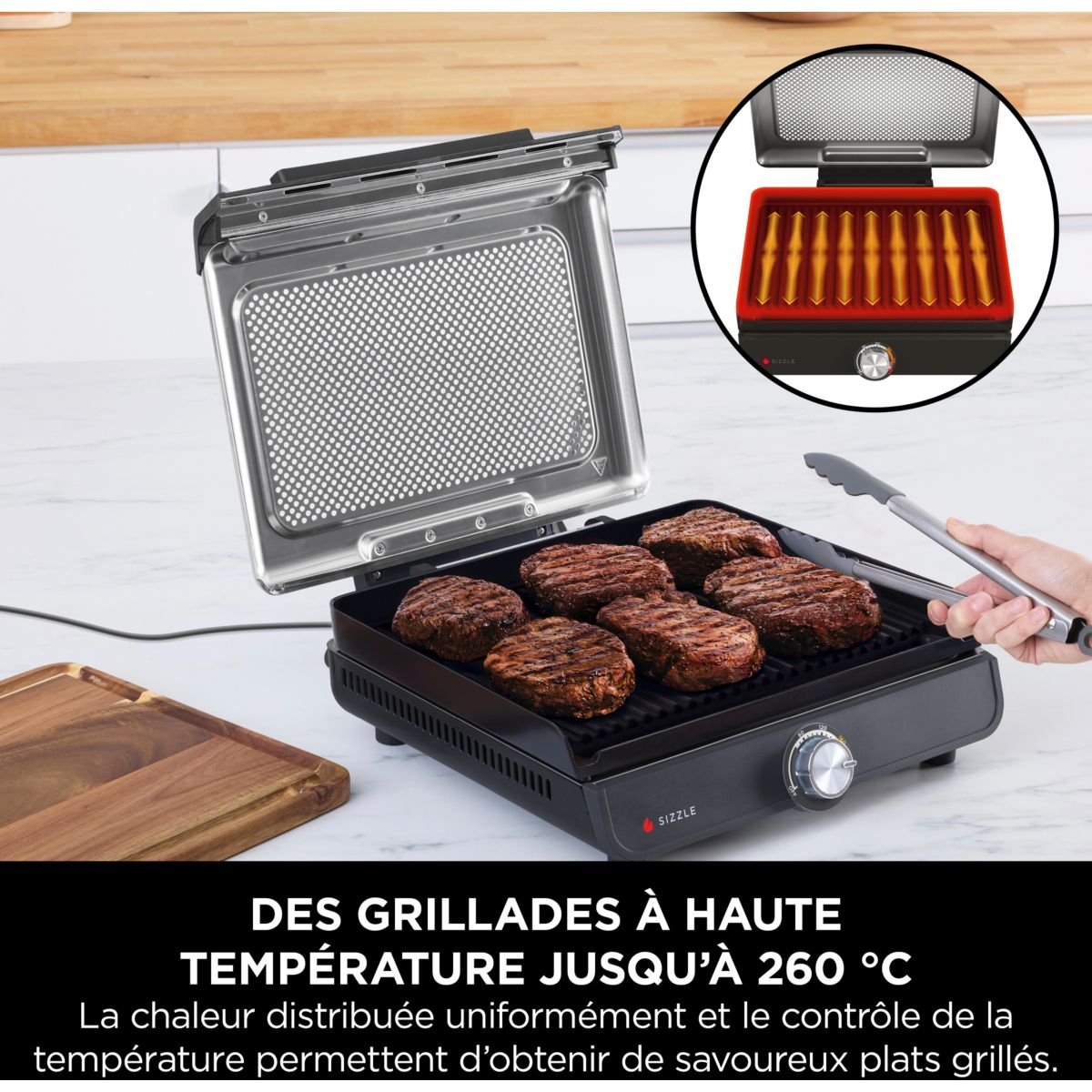 Plancha électrique GR101EU grill/plancha à poser, 34x34 cm couleur unique, NINJA