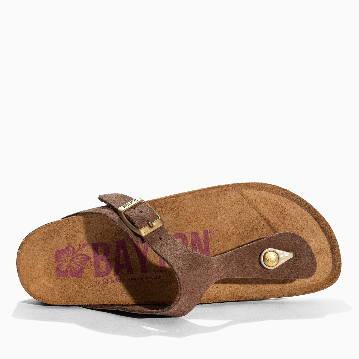 Tongs en cuir suédé MERCURE dark beige, BAYTON