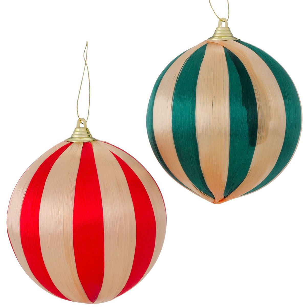 Set de 2 boules de Noël vert, rouge et doré 12cm doré, WADIGA