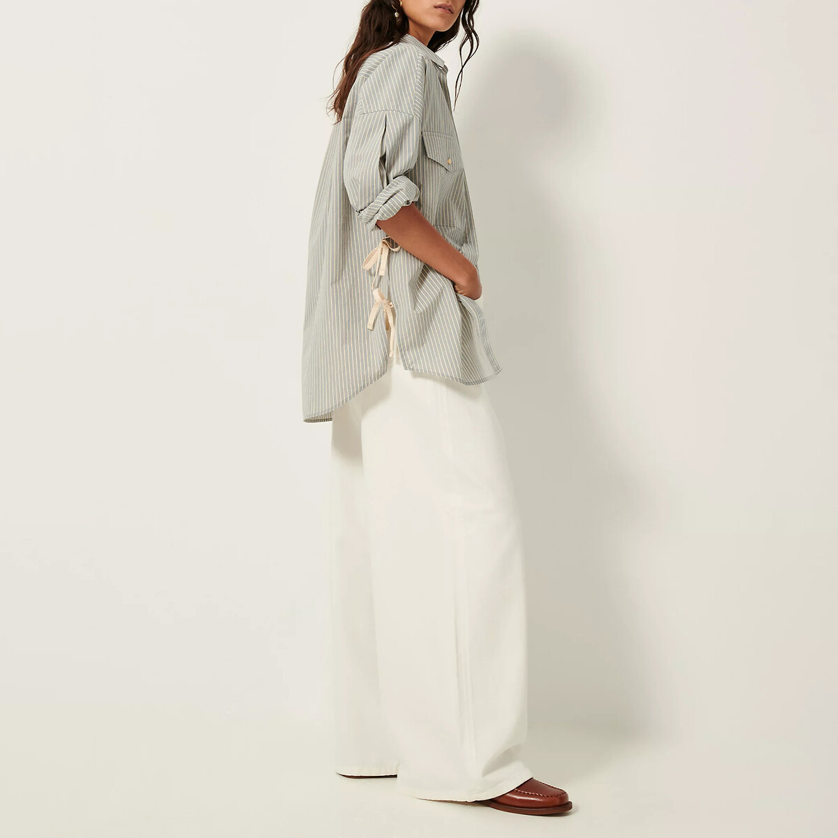 Chemise ample rayée, fendue côtés, KOYACO bleu clair, SESSUN