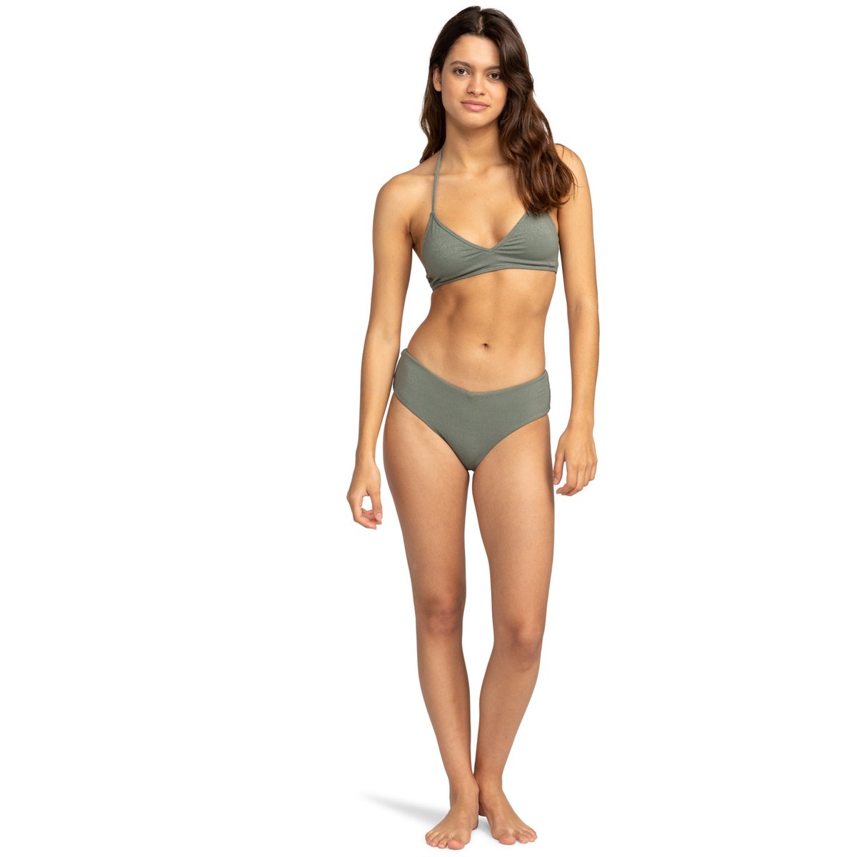 Bas de maillot de bain culotte bikini couvrance medium SHINY WAVE. vert agave green, ROXY