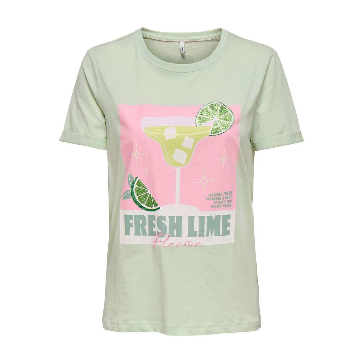 T-shirt fantasia con maniche corte verde pallido, ONLY