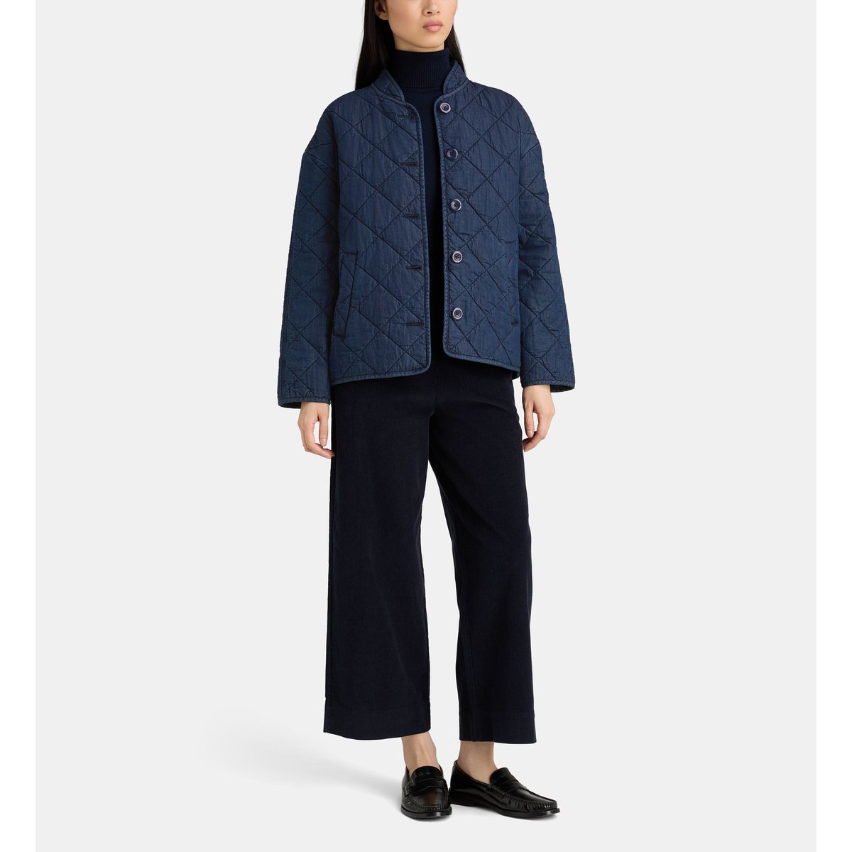 Veste droite matelassée orion coton bleu jean foncé, JODHPUR