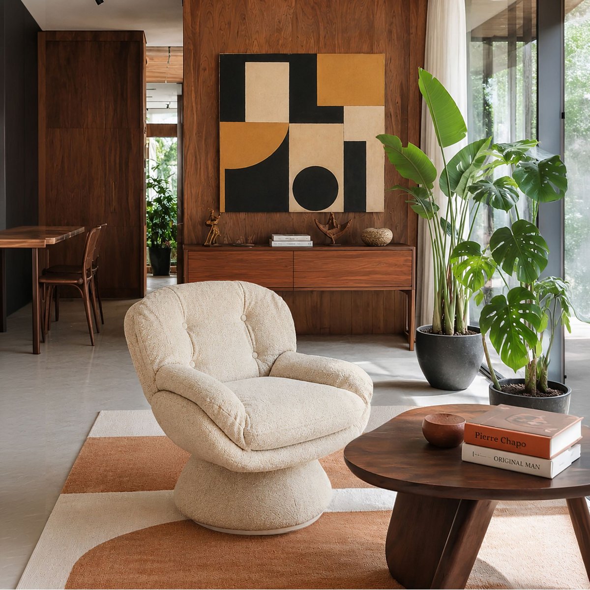 Fauteuil en tissu, GUSTAVE beige, NOW'S HOME