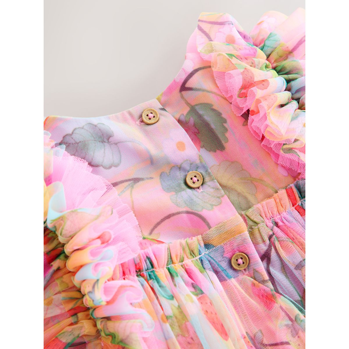 Robe en tulle à épaules volantées rose, NEXT