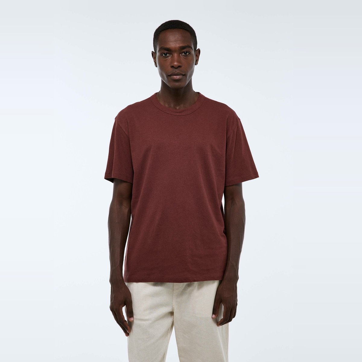 T-shirt manches courtes en mélange coton et lin tiramisu, MONOPRIX