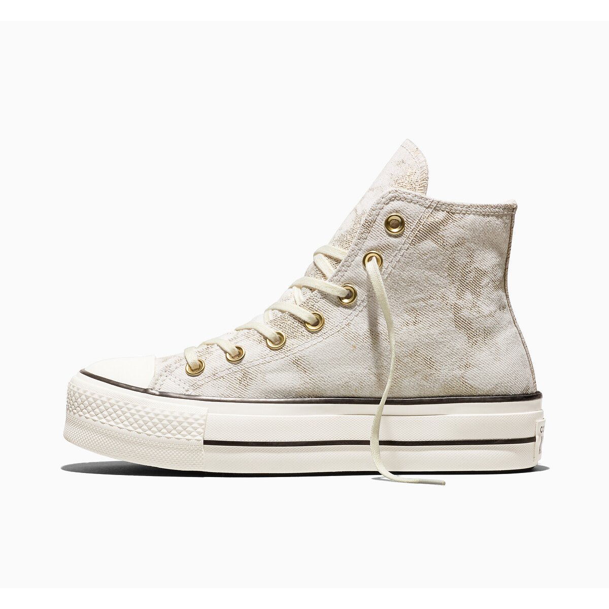 Baskets CHUCK TAYLOR ALL STAR LIFT HI MARBLE Fil textile TWILL ecru/doré, CONVERSE