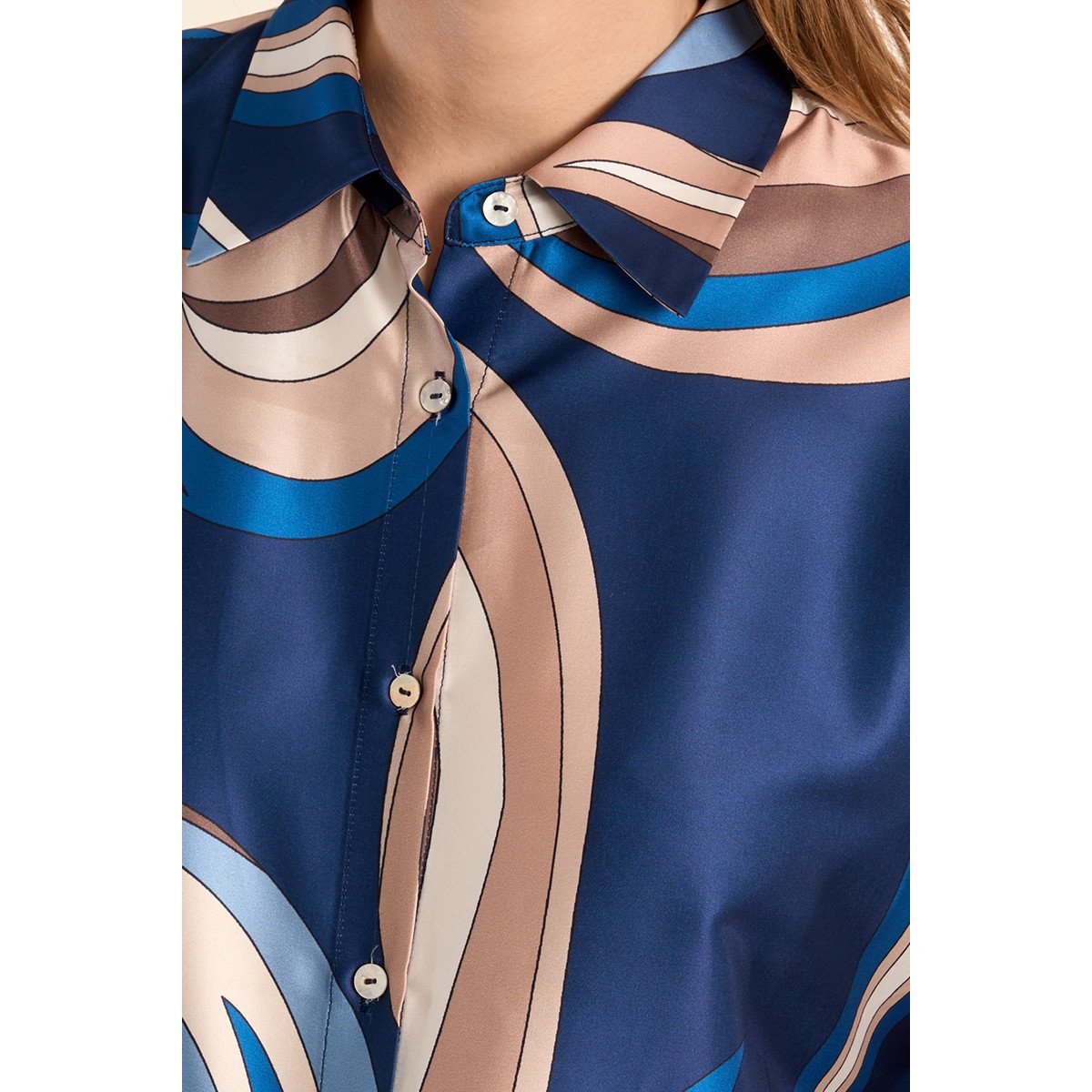Chemisier manches courtes, effet satiné navy athena, MOLLY BRACKEN