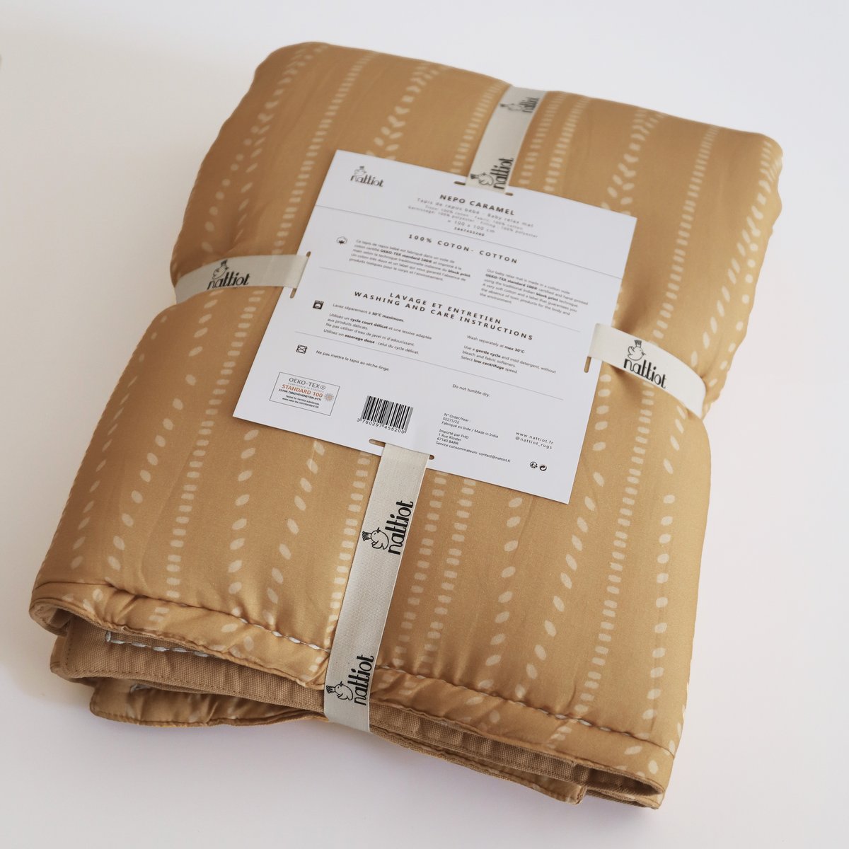 Tapis de repos bébé bohème NEPO caramel, NATTIOT