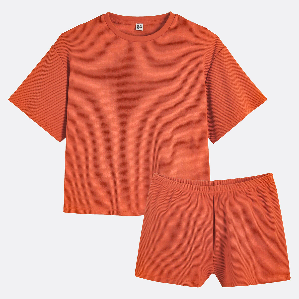 Pyjashort en maille nid d'abeille terracotta, LA REDOUTE COLLECTIONS