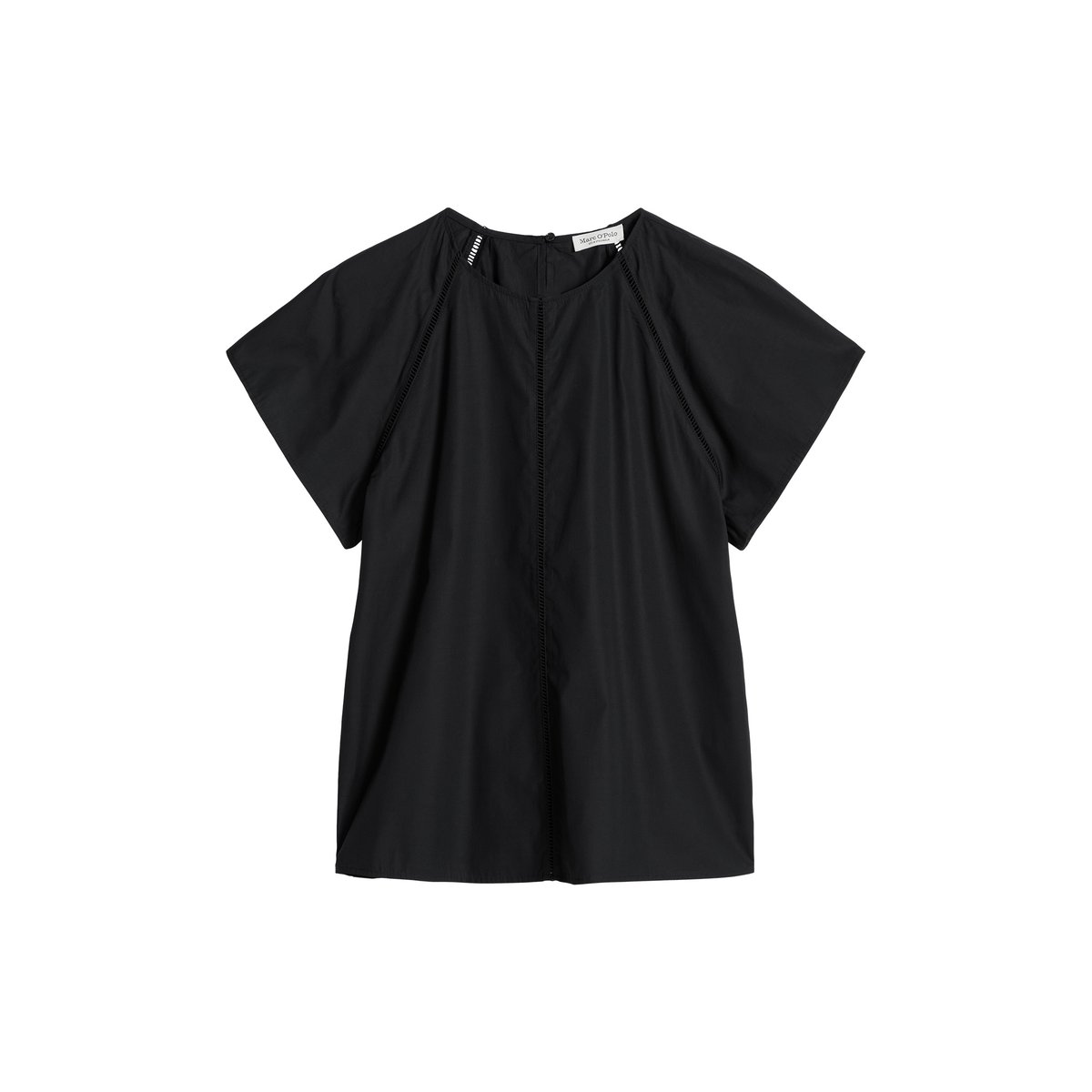 Blouse à manches courtes regular en popeline premium noir, MARC O'POLO