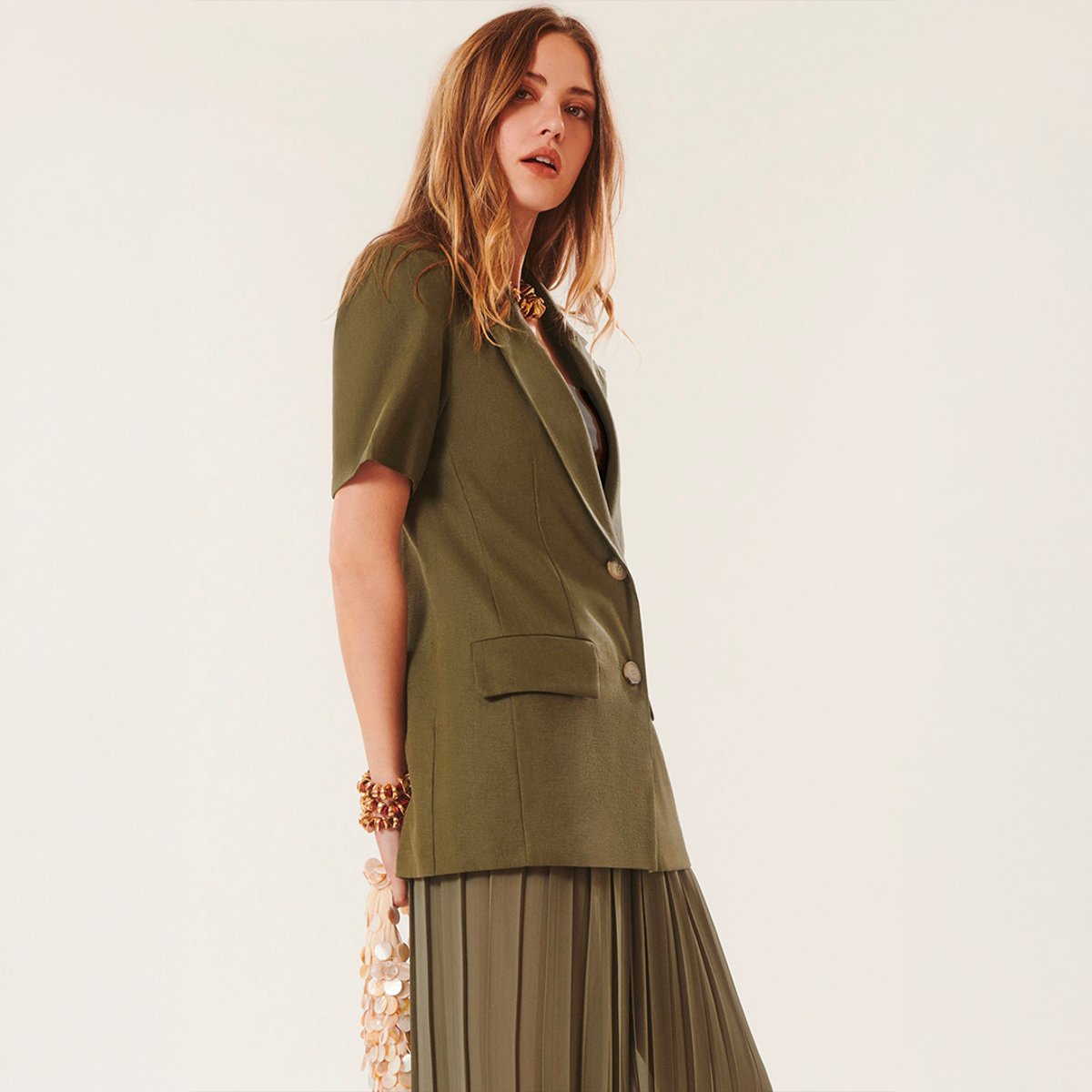 Veste blazer lin GEMMA vert kaki, BENOA