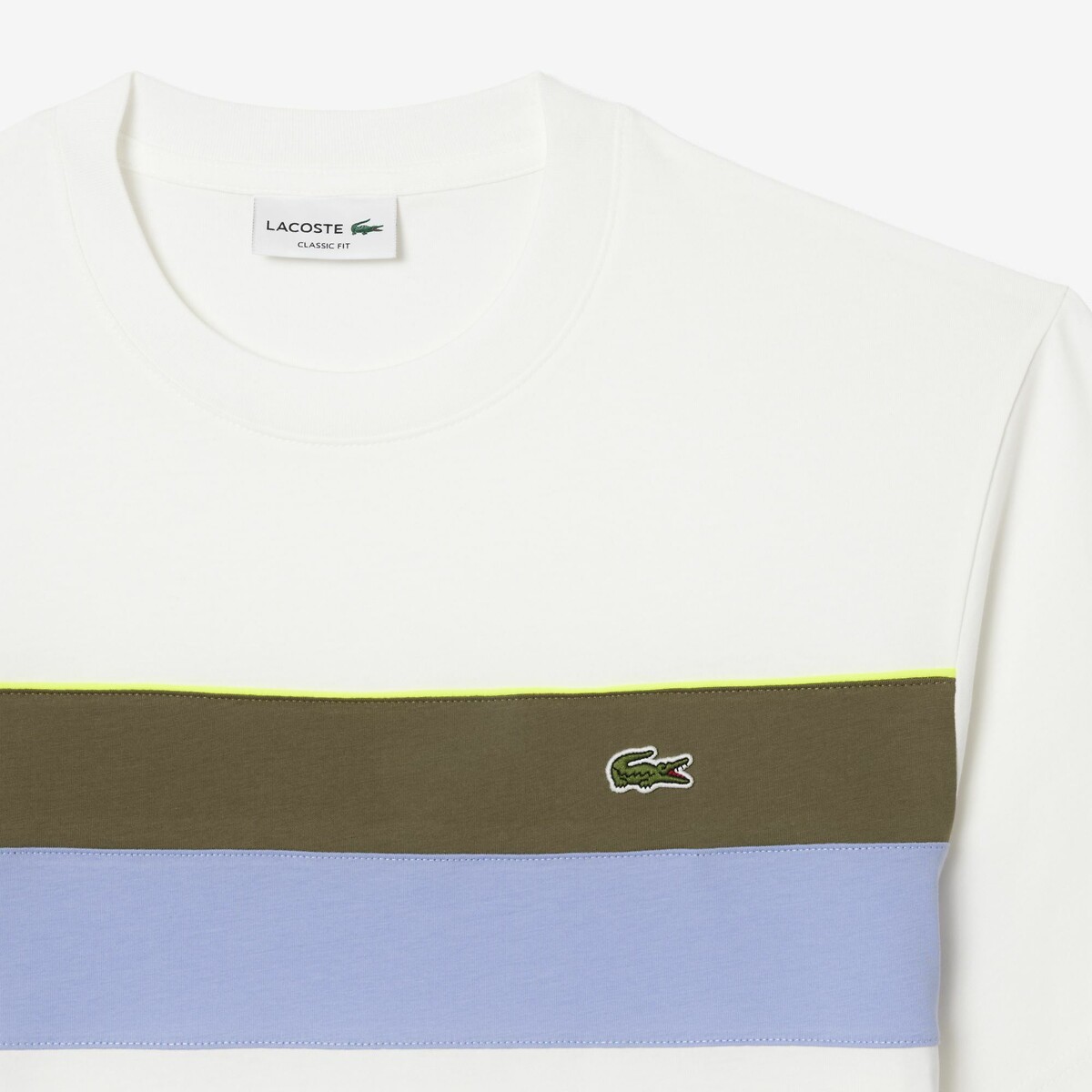 Colour Block T-Shirt with Short Sleeves ecru , LACOSTE