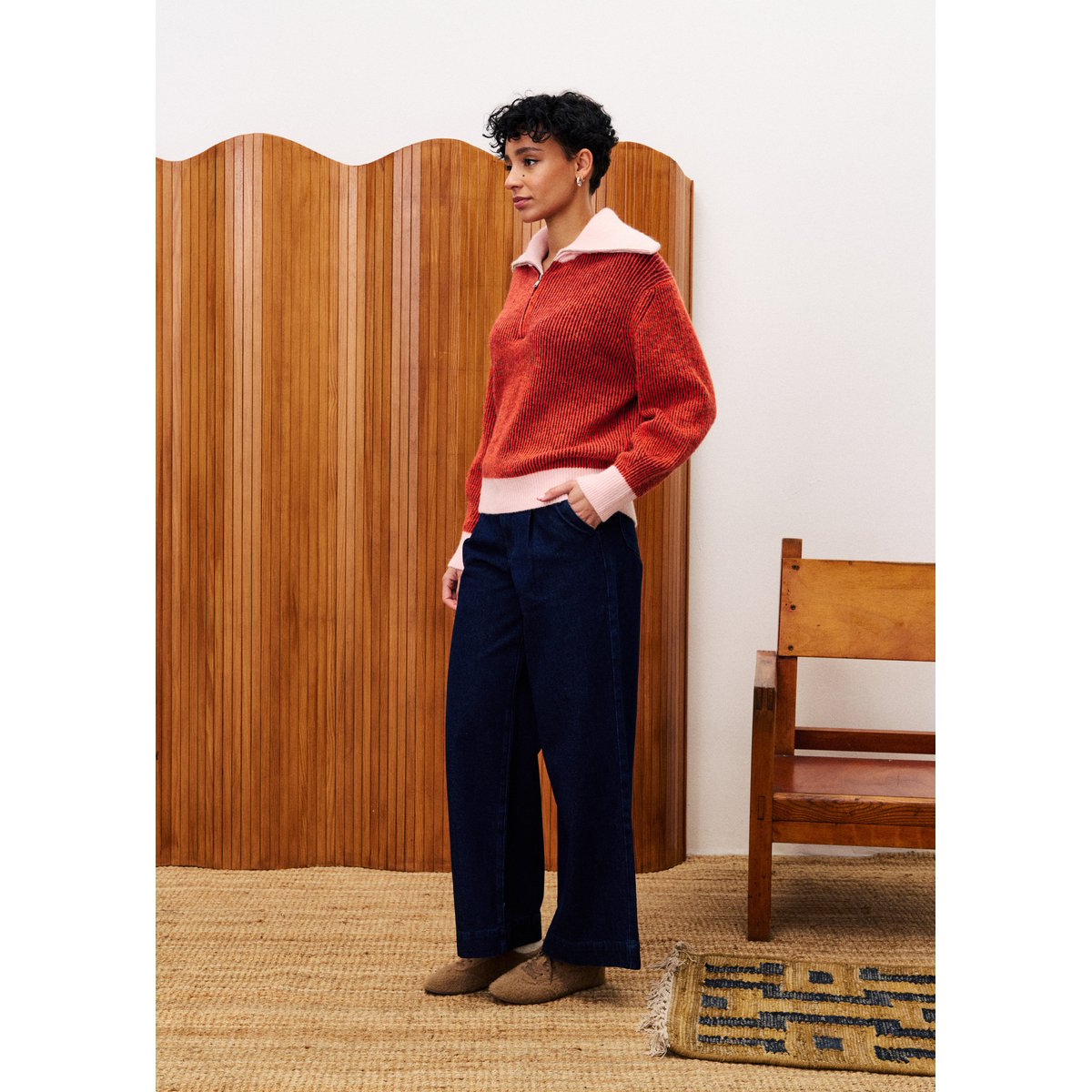 Pull col roulé PALOMA rouge, FRNCH