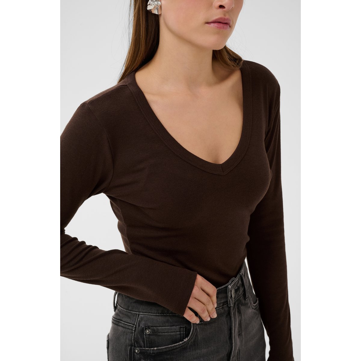 T-shirt à manches longues marron coffee bean, KAFFE