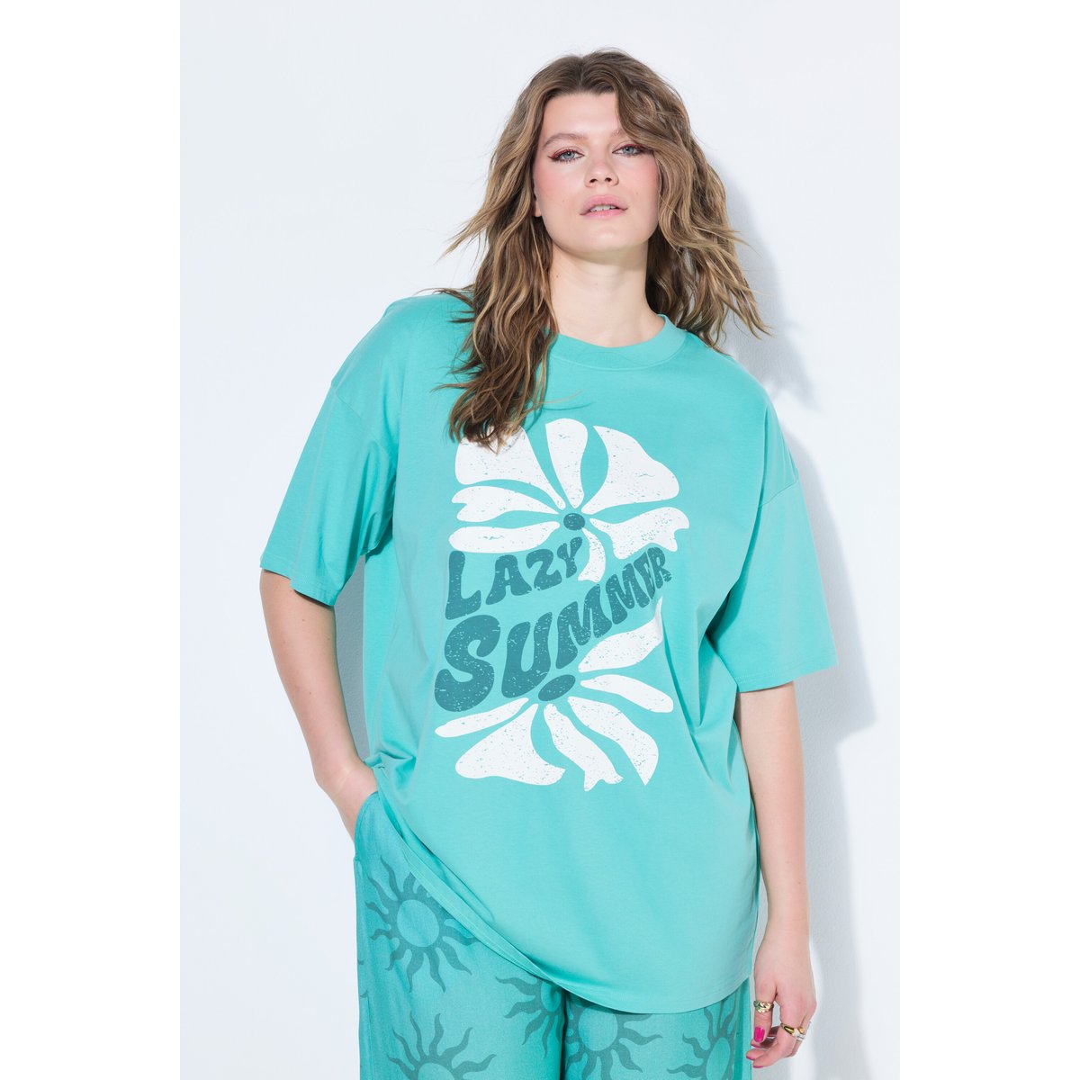 T-shirt oversize, motif Lazy Summer menthe bleue, STUDIO UNTOLD