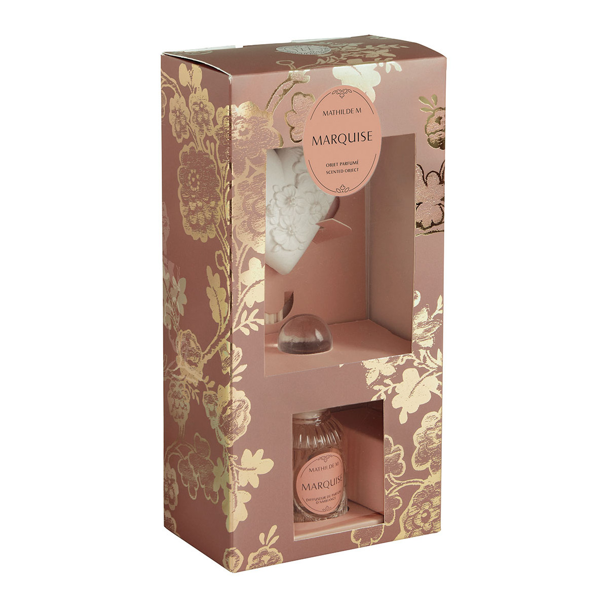 Coffret diffuseur et décor parfumé Marquise TRÉSOR DE FLEURS rose, MATHILDE M