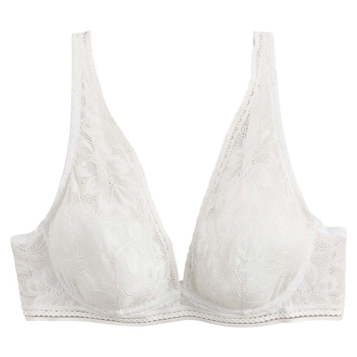 Graphic Lace Halterneck Bra white, LA REDOUTE COLLECTIONS