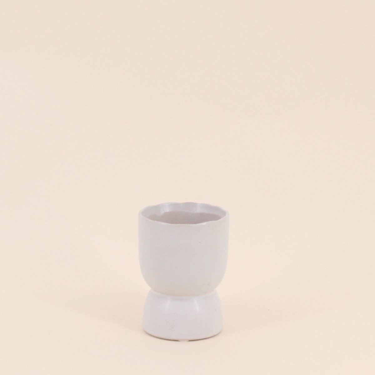 Lot de 2 photophores en céramique 11x8cm beige, ORNAMI