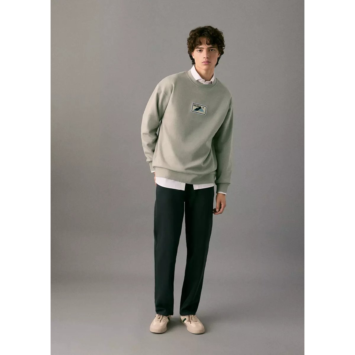 Sweat-shirt coton écusson gris, MANGO TEEN