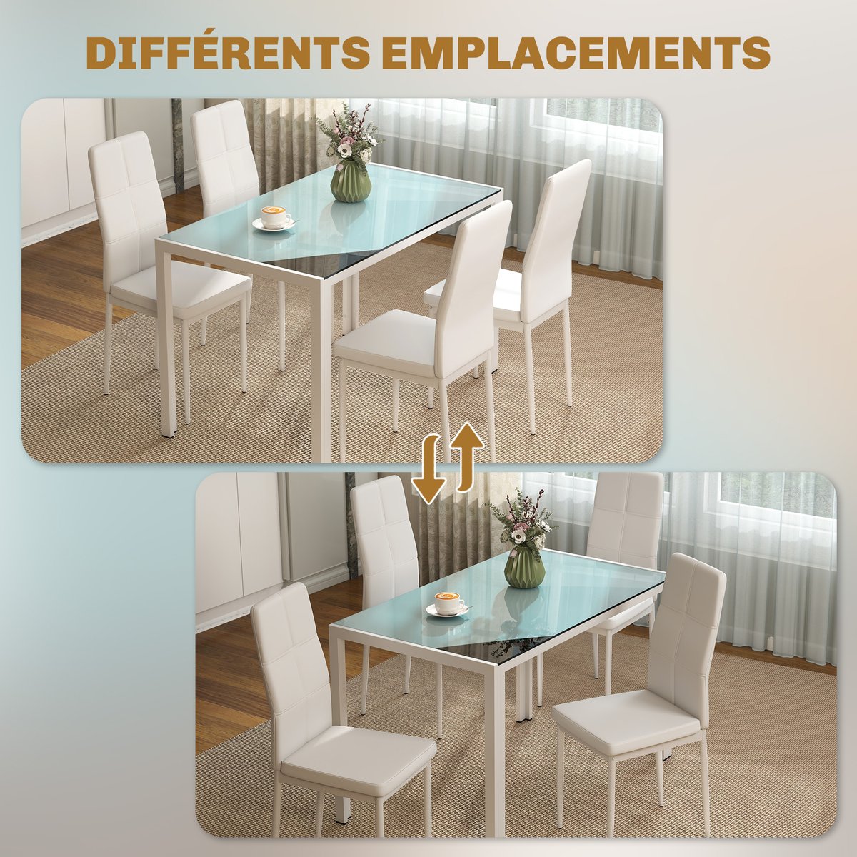 Ensemble de table à manger Métal Blanc blanc, HOMCOM