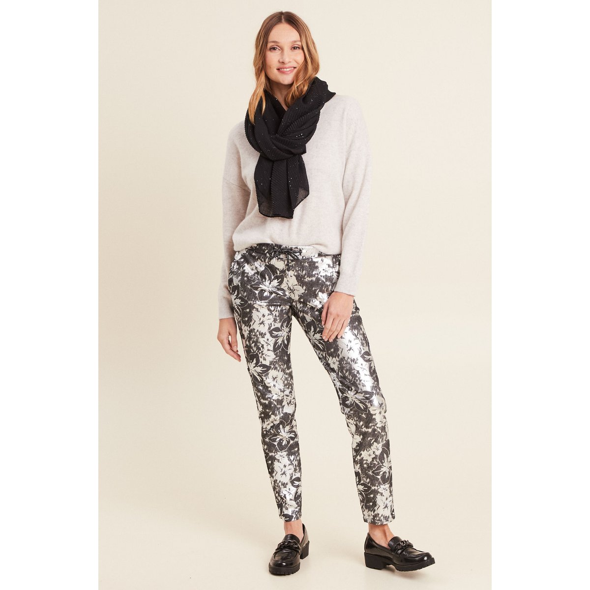 Pantalon ajusté à coulisse noir, BREAL