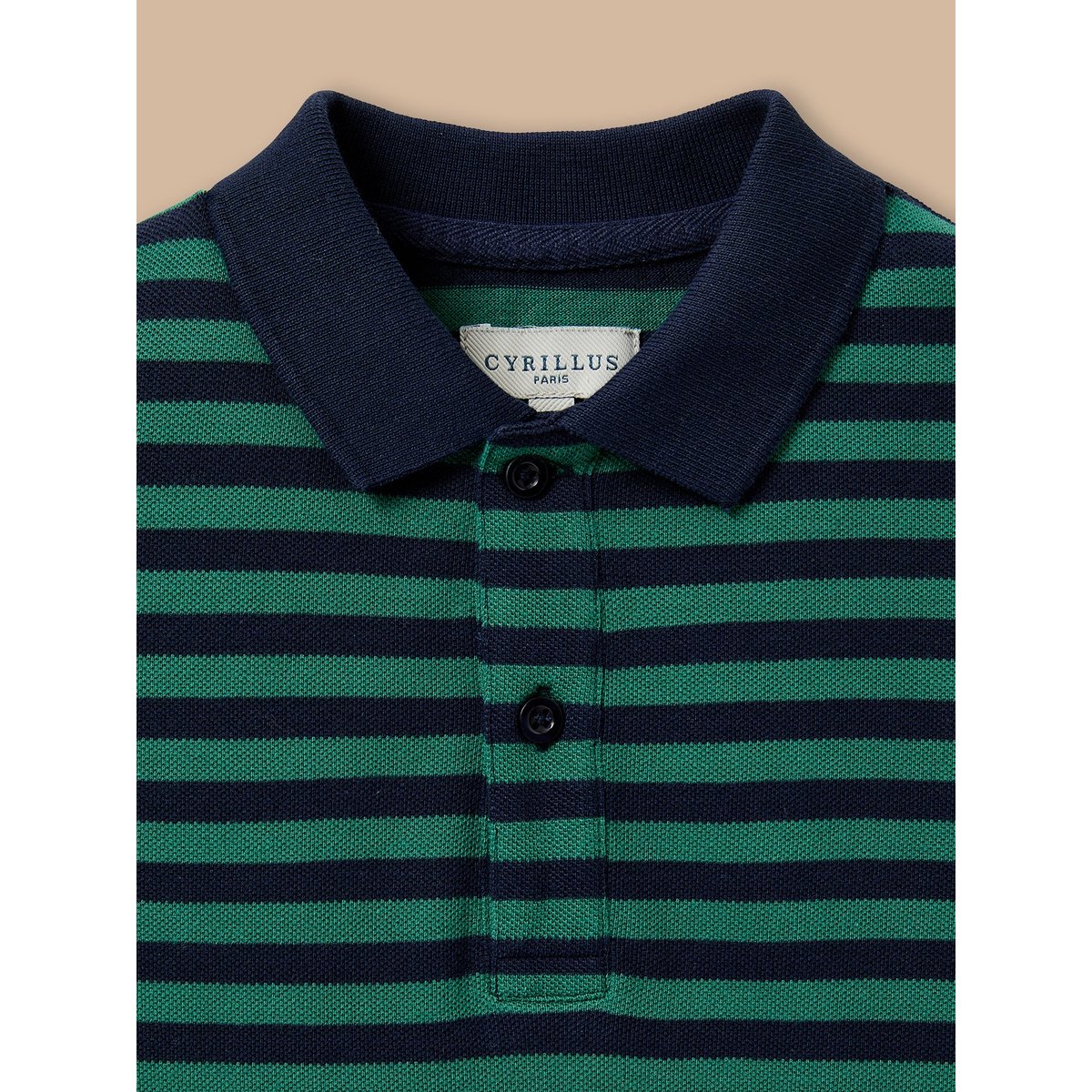 Polo rayé maille piquée rayure verte, CYRILLUS