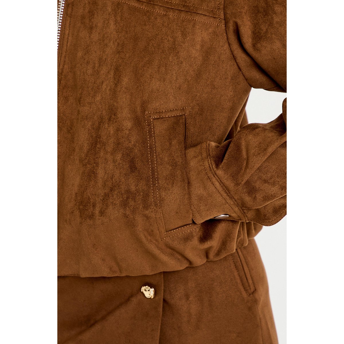 Jupe-short courte aspect daim marron, CACHE CACHE