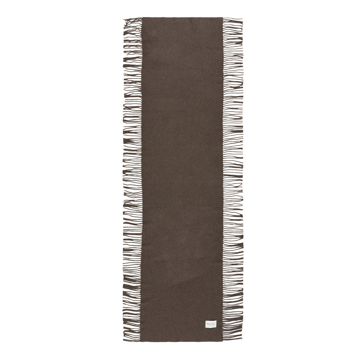 Écharpe en laine tissée avec de longues franges sur les côtés marron, MARC O'POLO