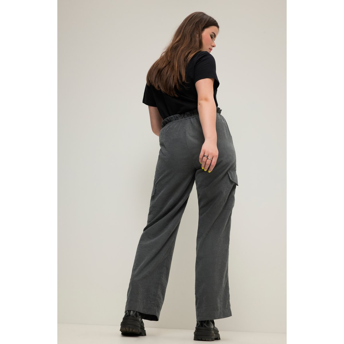 Pantalon cargo à coupe large et droite gris vert, STUDIO UNTOLD