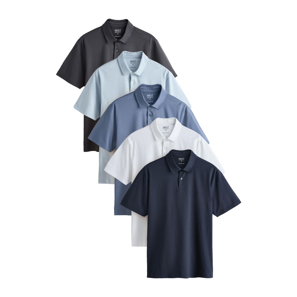 Polos en jersey à manches courtes, lot de 5 bleus, NEXT