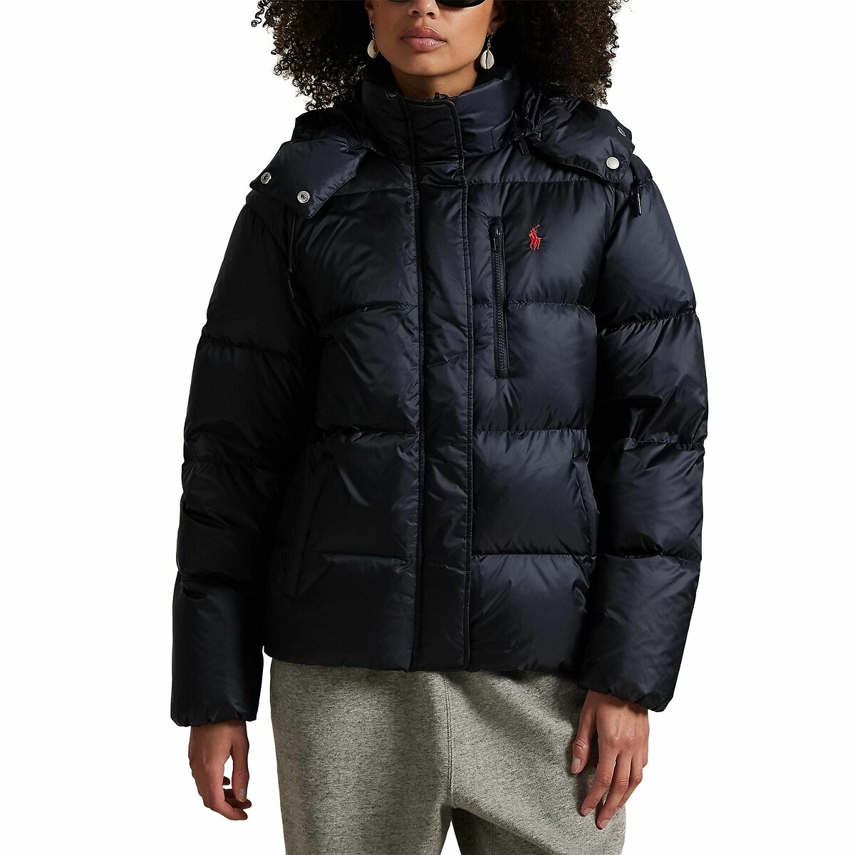 Doudoune courte à capuche marine, POLO RALPH LAUREN