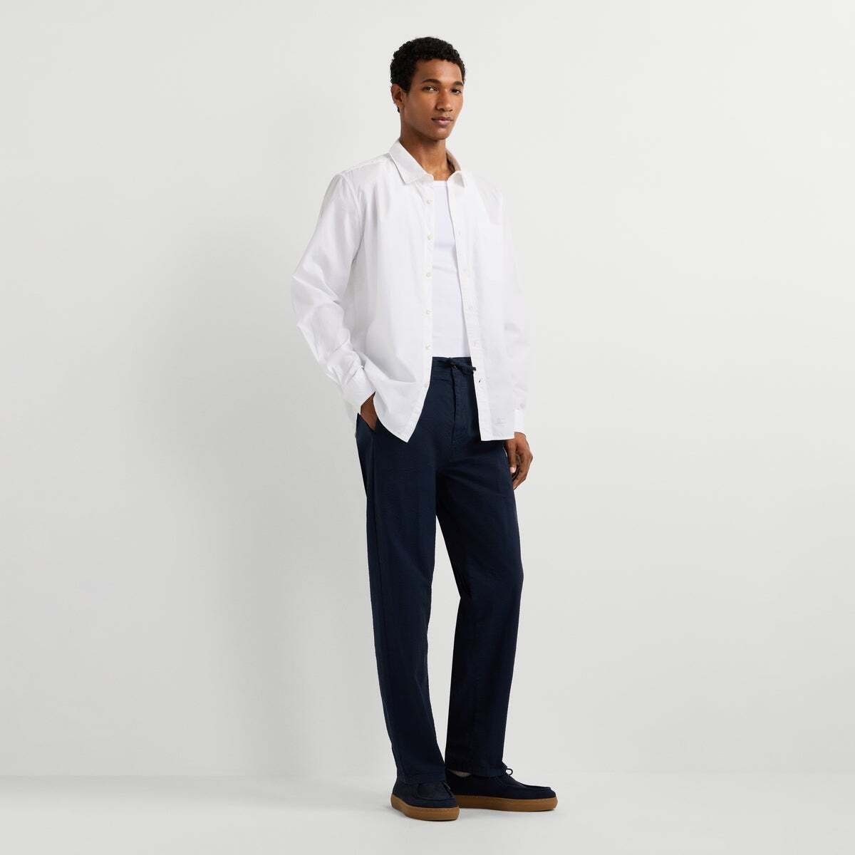 Pantalon Chino Seersucker Coupe Décontractée bleu mer profonde, PEPE JEANS