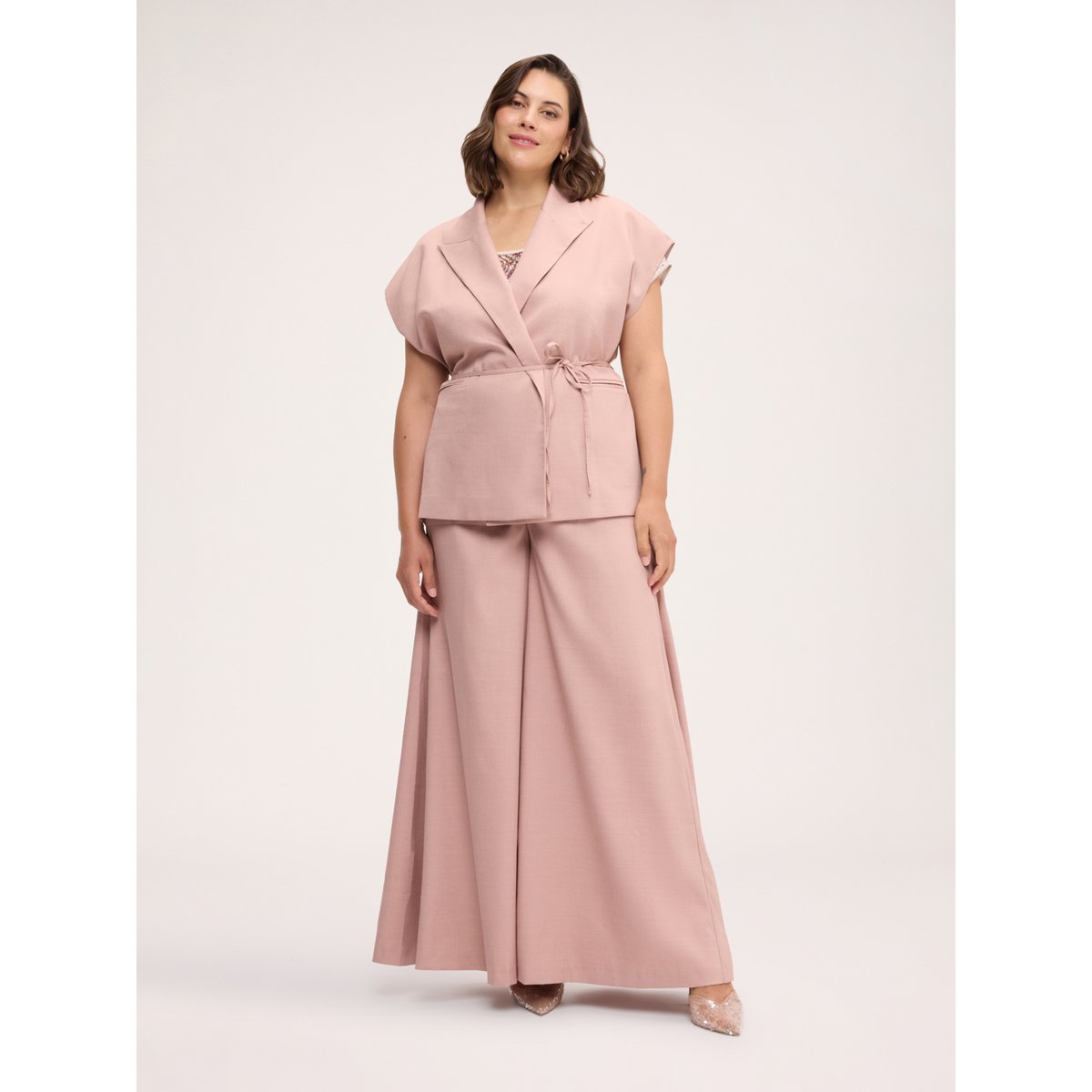 Gilet tailleur avec ceinture rose, FIORELLA RUBINO