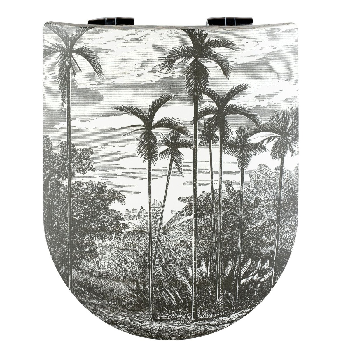Abattant wood slim avec descente assistée imprimé de cocotiers gris clair, HOME MAISON