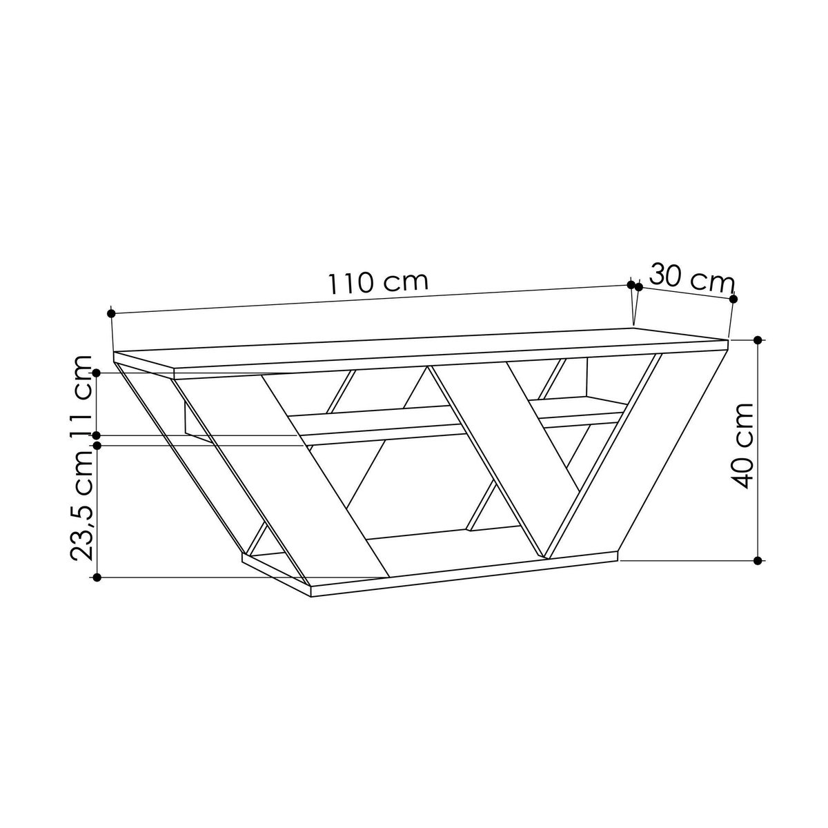Meuble TV design - pied en W MARFA blanc, PIER IMPORT