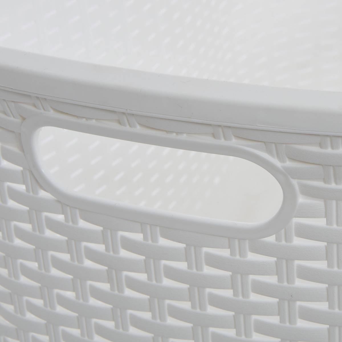 Corbeille à linge rectangulaire en rattan blanc, 5FIVE SIMPLY SMART