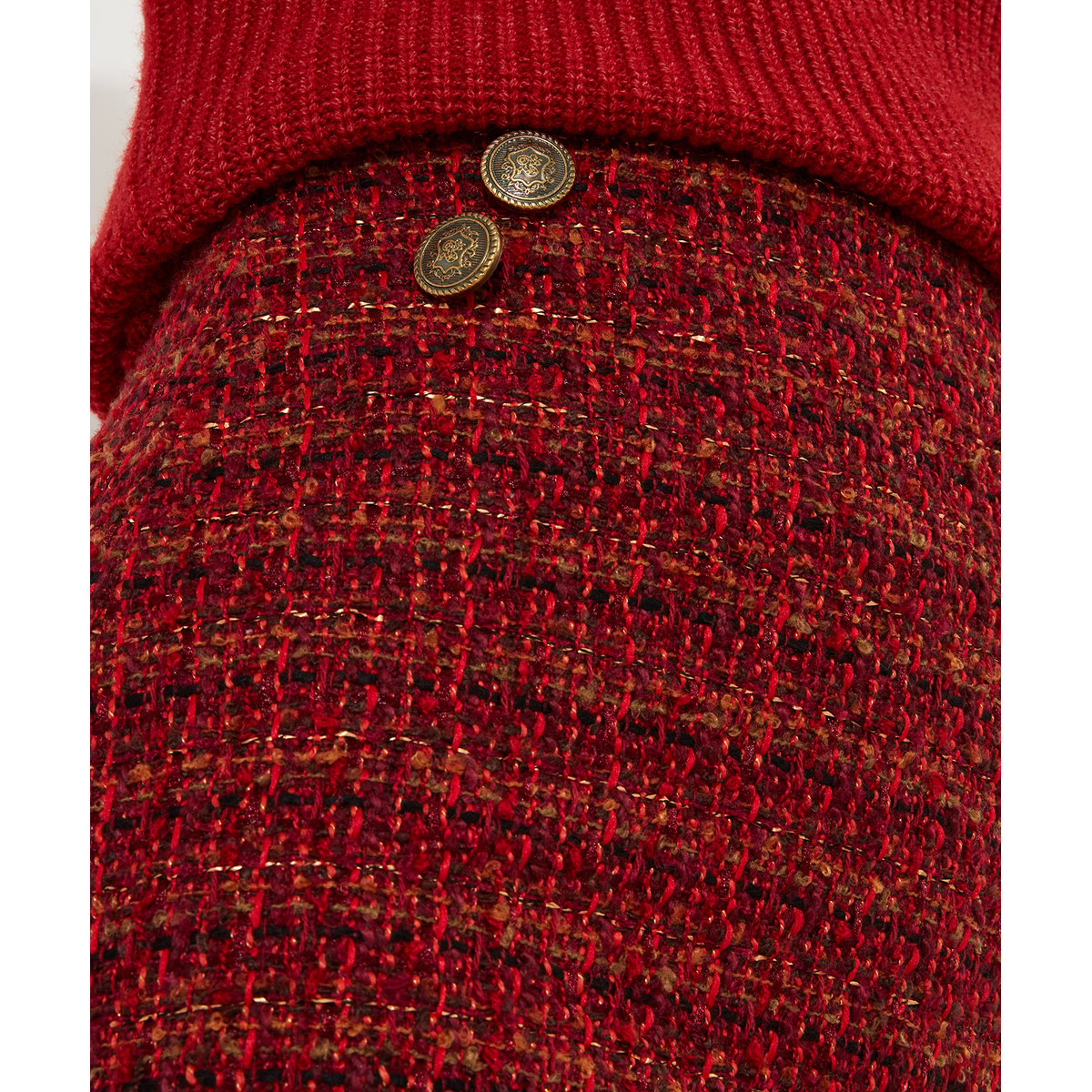 Jupe Mini Coordonnée Tweed Texturé orange brûlé, JOE BROWNS