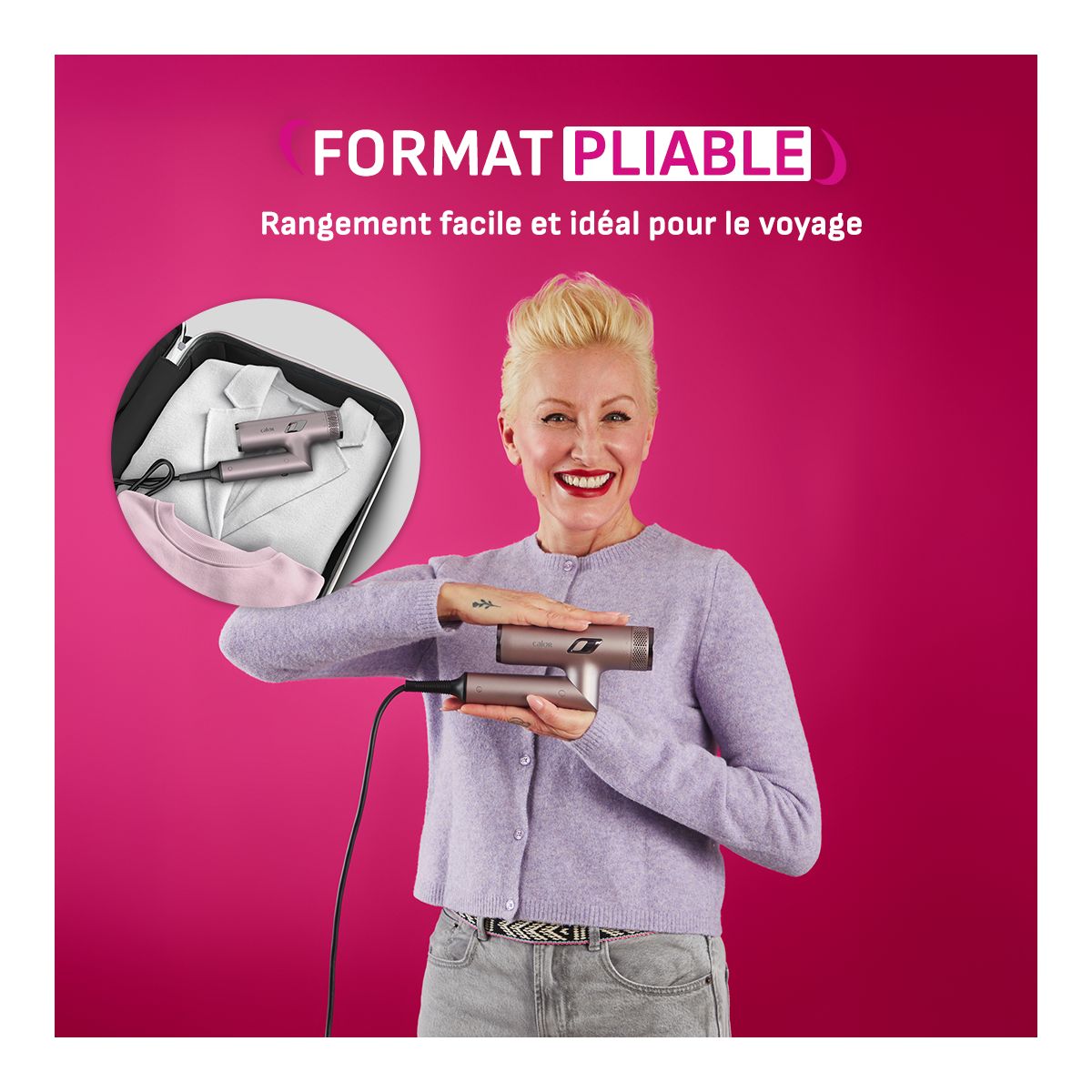Sèche cheveux professionnel Nano Fold HY8530C0 rose, CALOR