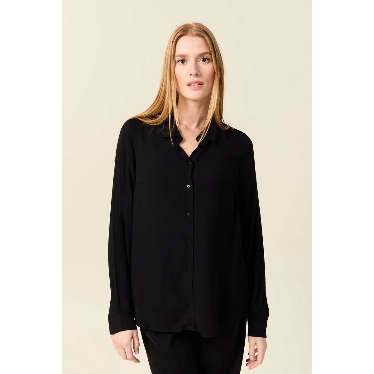 Chemise manches longues fluide noir, BONOBO